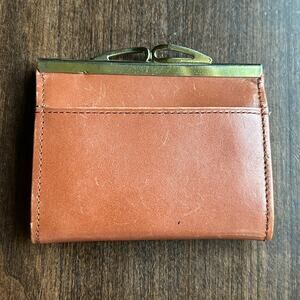 Vintage Ladies Leather Wallet Bordeaux Kiss Lock change Purse